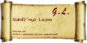 Gubányi Lajos névjegykártya
