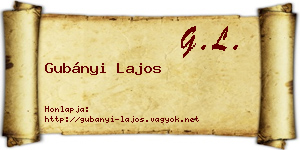 Gubányi Lajos névjegykártya